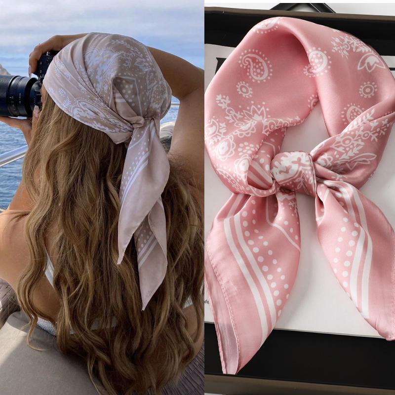 Fashion Print Silk Hairbands Scarf Women  Spring New Elagant Floral Bandana Neck Kerchief Head Bands Foulard Female Scarfs
