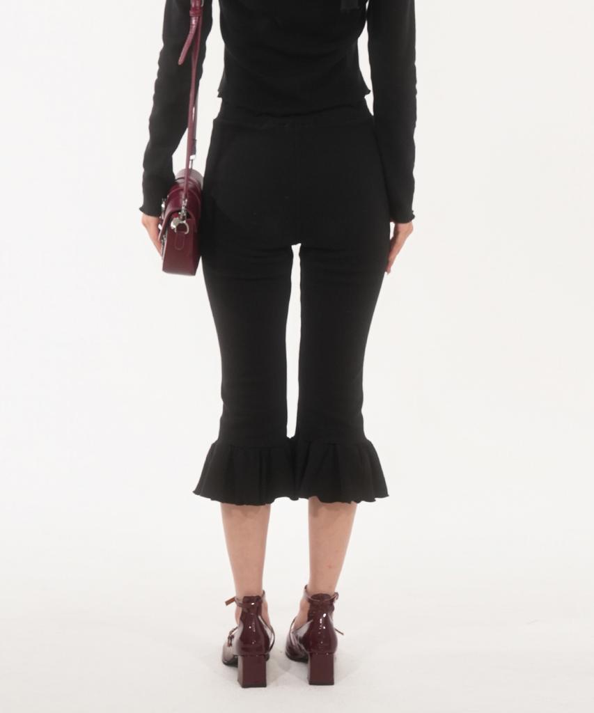 FANYOUNG Frill Capri Pants Black