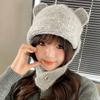 Cute~ Three-dimensional Bear Ears Knitted Wool Hat Women's Big Head Circumference Versatile Face Fashion Hat Thermal Ear Hat