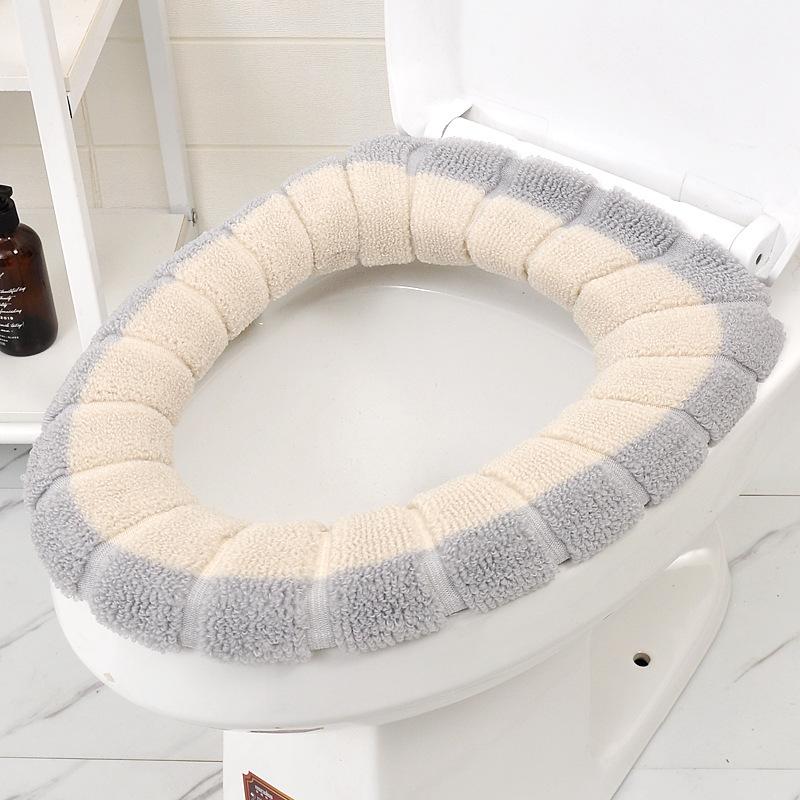 O-Shape Dirt-Resistant Plush Toilet Seat Mat with Handle