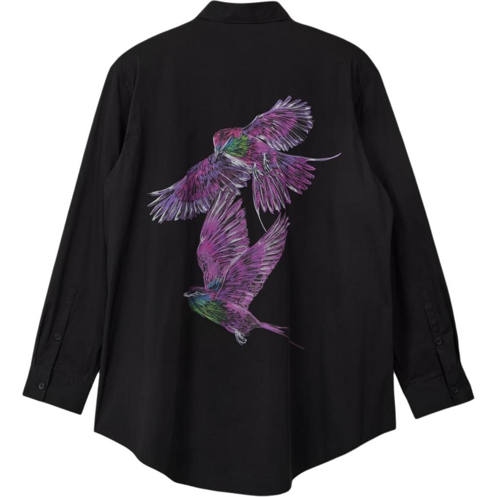 Y-3 Graphic Shirt Long Sleeve Single Breasted Loose Fit Shirt Men shirts Black JE9274