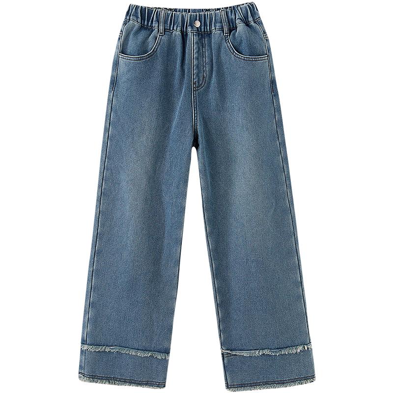DEESHA Girls  Fleece-Lined Loose Wide-Leg Denim Jeans 140