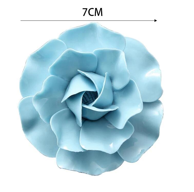 Chinese Blue Peony Rose Ceramic Flower Wall Mural Ornaments Home Livingroom Wall Sticker Decoration Club Hall Store Wall Hanging
