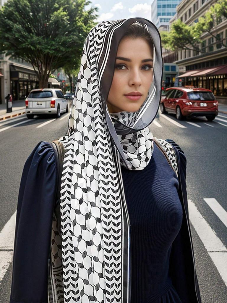 New Keffiyeh Print Chiffon for Muslim Ladies Hijab Keffiyeh Palestine High Quality Hijab Palestinian Scarf 185X70CM