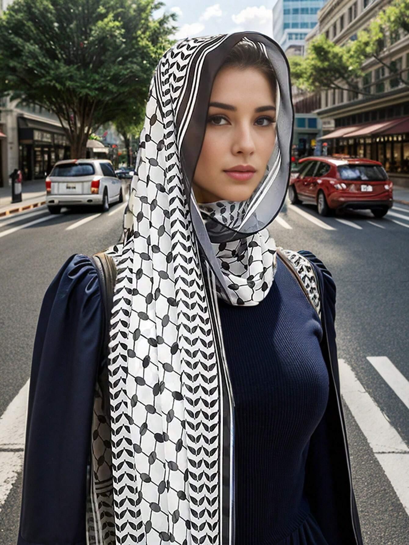 Yto Scarf Women's New Keffiyeh Print Chiffon For Muslim Hijab Keffiyeh Palestine High Quality Hijab Palestinian Scarf 185X70cm