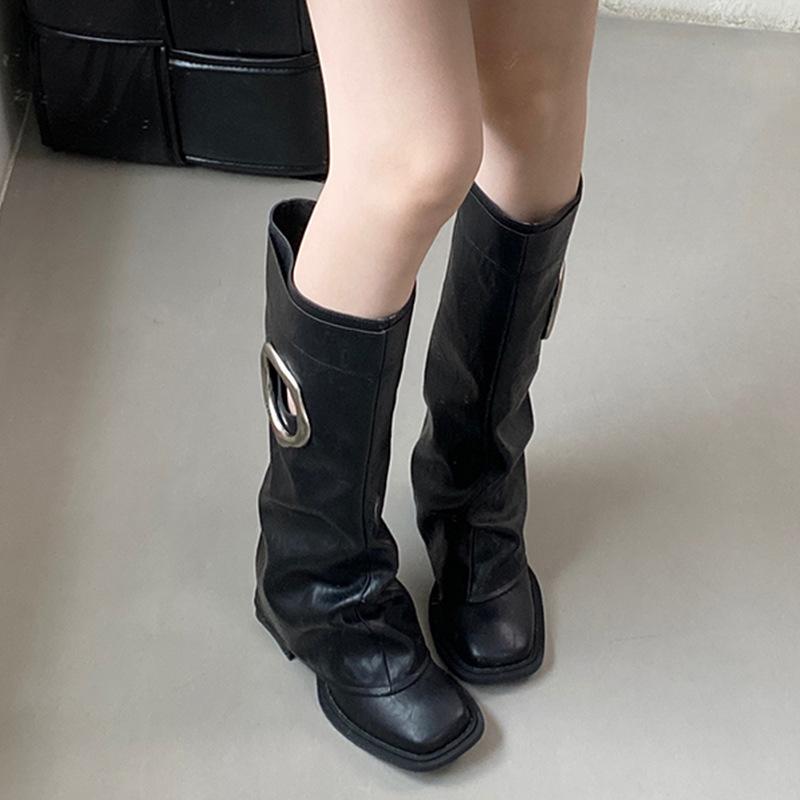 Thick-heeled Boots for Women But Over the Knee 2025 Autumn and Winter New Women's Boots Sleeve Pants Boots Square Head Boots High Heels