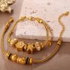 Retro-Stil DIY Schneeflocke Hohl Diamant Anhänger Armband Edelstahl High-End Gold Perlen Armband