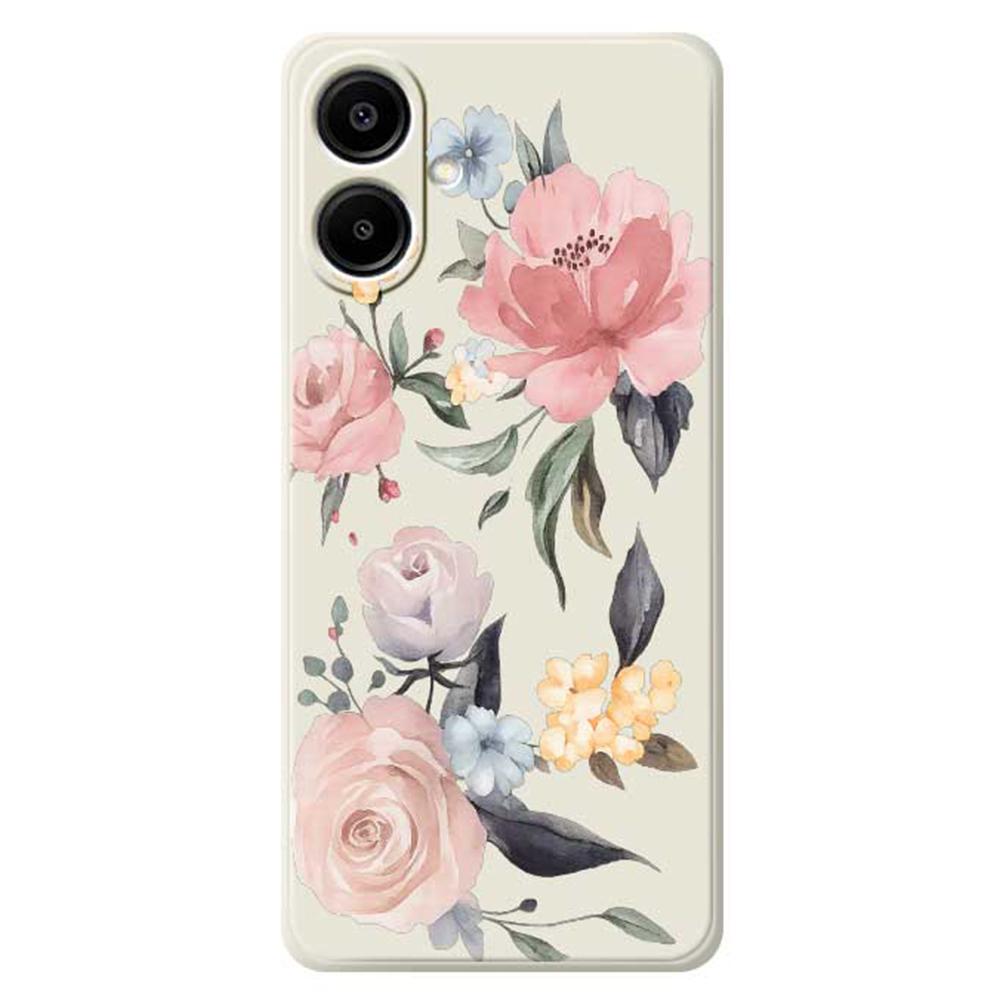 For Samsung Galaxy A07 4G Case Big Flowers Pattern Printing Straight Edge TPU Phone Back Cover