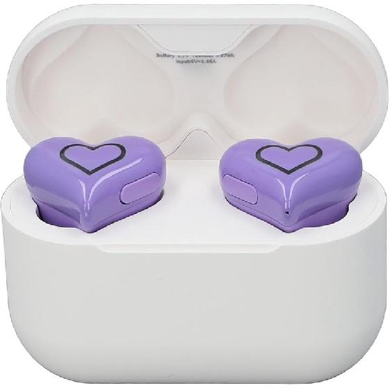 Earbuds, Heart Shaped Cordless Earbuds HiFi Stereo Sound Cute, Stereo Sound Built in Mic 5.3 Cordless Headphones (Red)