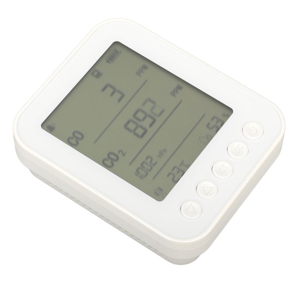 Car Air Quality Monitor 7 in 1 Detector CO2 CO Pressure Temperature Humidity Meter White 5V