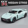 1/24 Niaasn GTR 50 Alloy Sports Car Model Diecasts Metal Toy Race Car Model Sound and Light Simulation Collection Childrens Gift