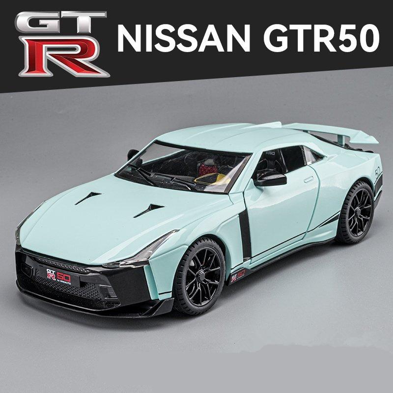 1/24 Niaasn GTR 50 Alloy Sports Car Model Diecasts Metal Toy Race Car Model Sound and Light Simulation Collection Childrens Gift