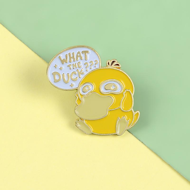 Yellow Creative Animal Duck Brooch With Colorful Enamel And Letter Theme For Trendy Outfits