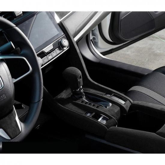 Central Console Gear Shift Frame Panel For Honda Civic 10th 2016-21 Black Suede