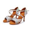 Women's Satin High Heels Dance Shoes Latin Tango Waltz Modern Anti Slip Dance Shoes Indoor Fur Sole Heeled 8CM