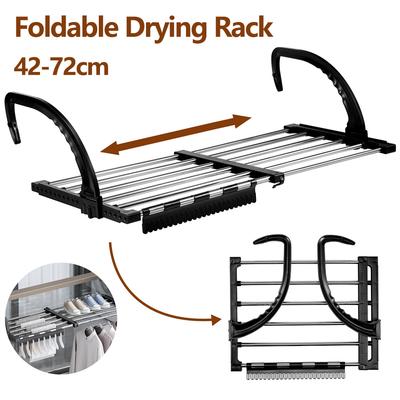 Novo Varal Dobrável para Radiador Extensível Cabide para Secar Roupa Aço Inoxidável 42-72cm Varal para Secar Sapatos Toalhas para Varanda