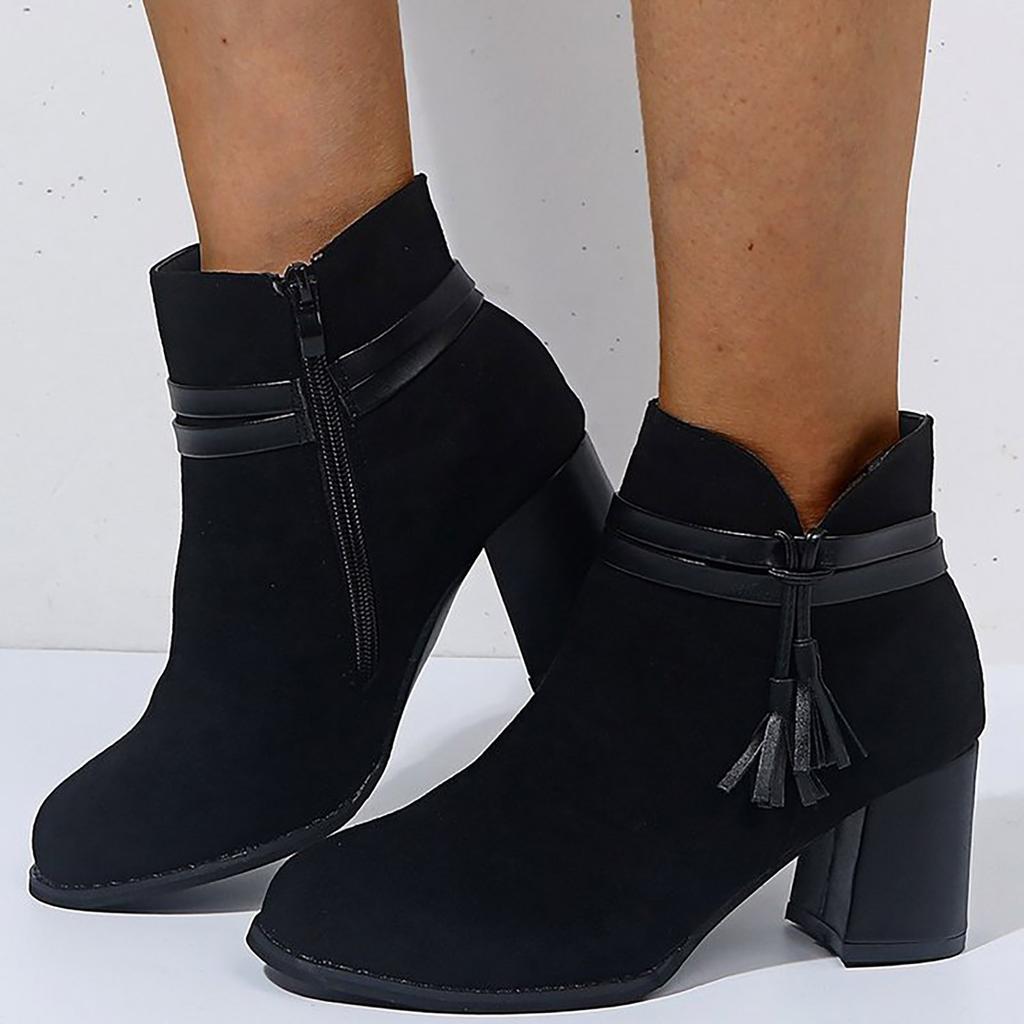 35 VogueZone009 Womens Zipper Kitten-Heels PU Solid Low-top Boots Black 35 VogueZone009 Womens Zipper Kitten-Heels PU Solid Low-top Boots Black