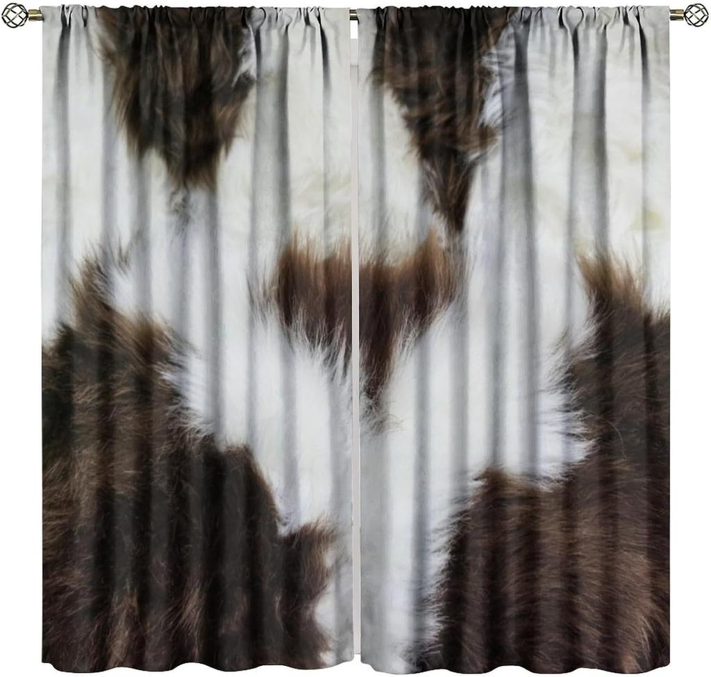 Leopard Print Curtains Rustic Safari Theme 3D wild Animal Fur Skin Brown Farm Window Treatments for Kids Living Room Bedroom