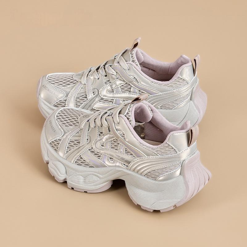 

Korean version of campus style platform dad shoes girl 2025 summer thin mesh breathable sports shoes student versatile board shoes 35 шампанского