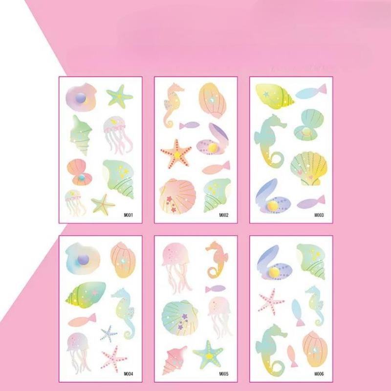 6Pcs/set Kids Space Themed Temporary Tattoos Fantasy Planet Designs Fun Preschool Party Favors Stickers