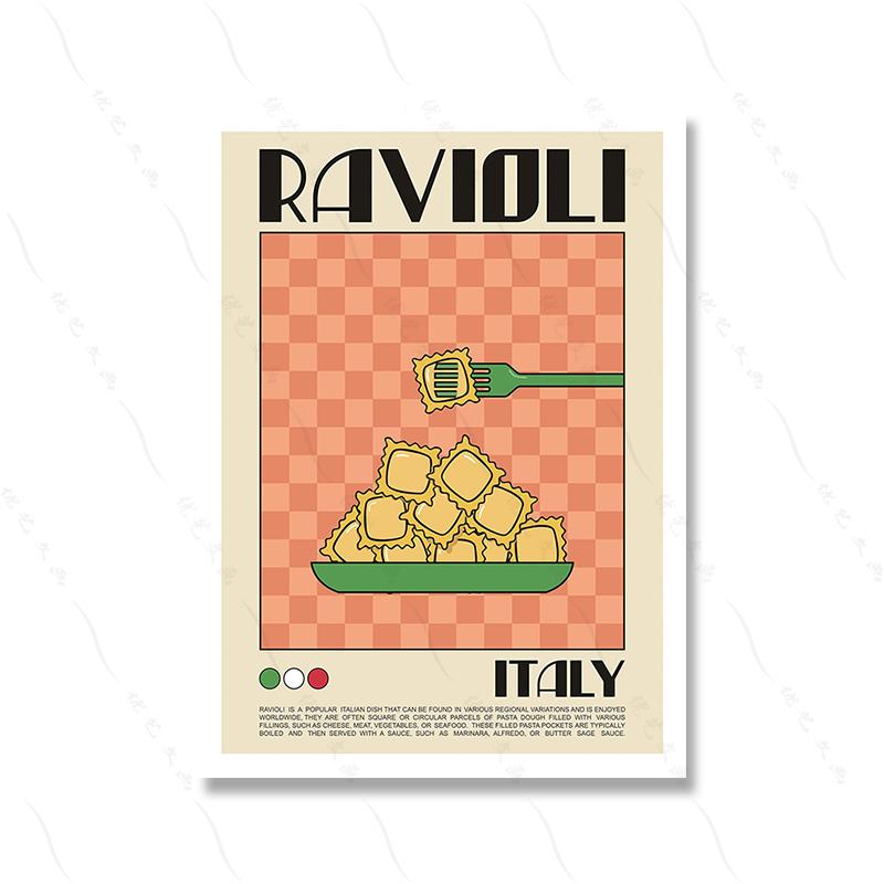 Spaghetti Ramen Noodles Wall Print Colorful Poster Retro Food Funny Wall Art Canvas Painting Trendy Decor Pictures For Kitchen