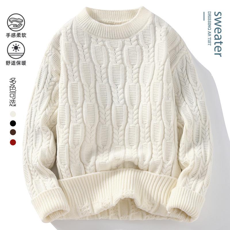 Gorąca Wyprzedaż, Męski Sweter z Dzianiny z Okrągłym Dekoltem, Osobisty Styl, Sweter Pulower Casualowy, Ciepły Sweter z Dzianiny
