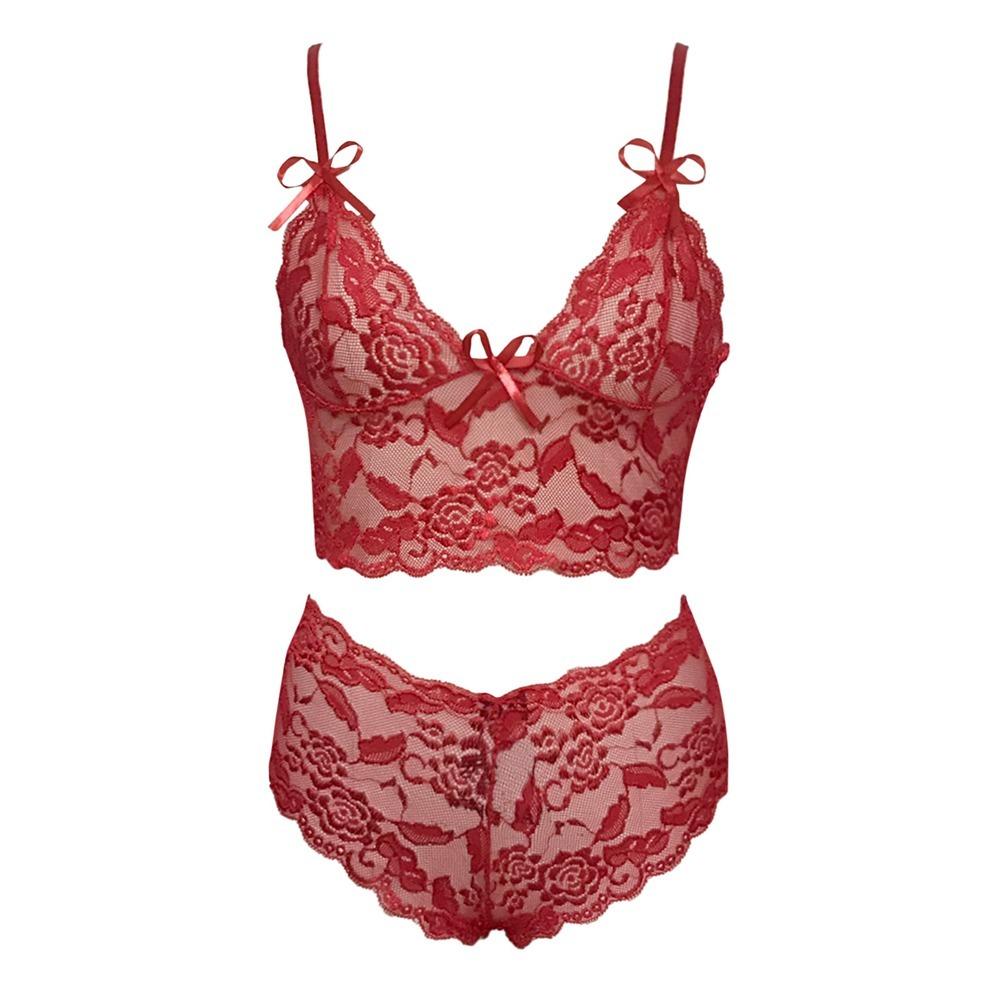 Female Underwear Suits for Women Shorts Solid Lace Vest Camisole Tube Top Panties Suit Flower Printed