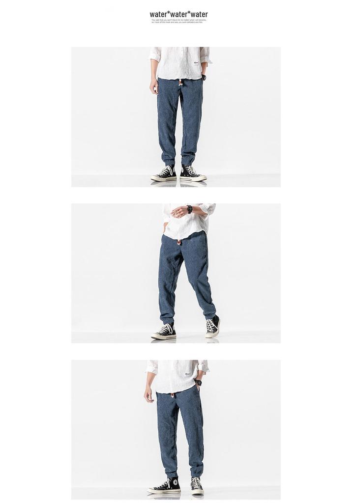 Men's Loose Fit Corduroy Casual Pants - Japanese & Chinese Style, Spring/Autumn Collection.