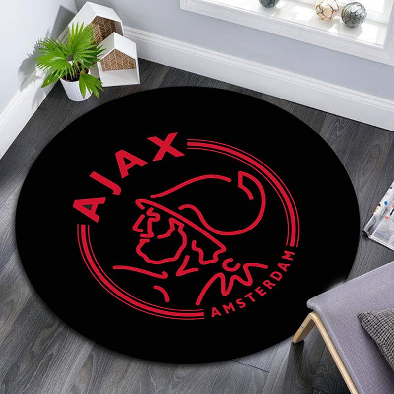 AFC Ajax Amsterdam Logo Runder Teppich, Rutschfester Waschbarer Kreis Teppich Für Wohnzimmer Schlafzimmer Spielzimmer, Sportfan Dekoration, Feiertags Geburtstagsgeschenk