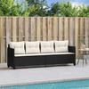 Sun Lounger with Cushions Black Poly Rattan