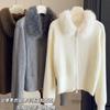 Womens Oversized Knit Cardigan With Faux Fur Collar Double Zipper Casual Warm Sweater Coat Winter