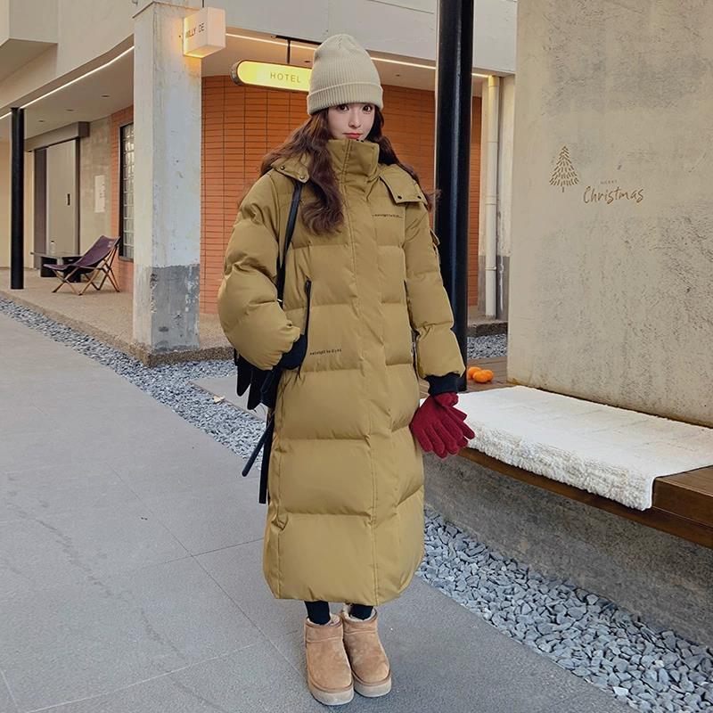 Fashionable and Thickened Red Long Padded Jacket for Women, Winter Outwear Coat with Bread Service Style