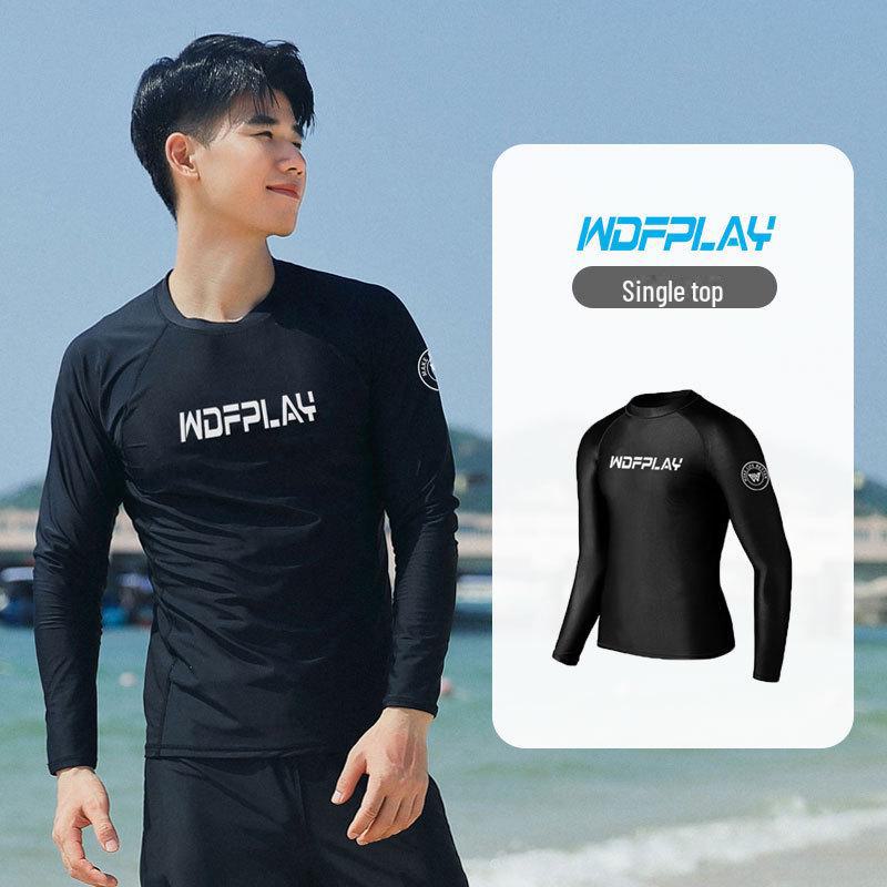 

Мужской быстросохнущий костюм для дайвинга и серфинга: Длинный рукав, разрезной дизайн, солнцезащитный крем, защита от медуз, облегающий крой, на молнии. XL for 60-70kg