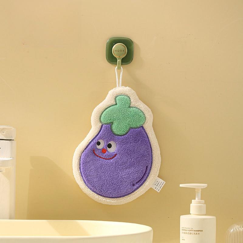 

Полотенце для рук, многофункциональное полотенце, мультяшный овощ, подвесное полотенце для рук, толстое коралловое флисовое милое впитывающее быстросохнущее полотенце фиолетовый