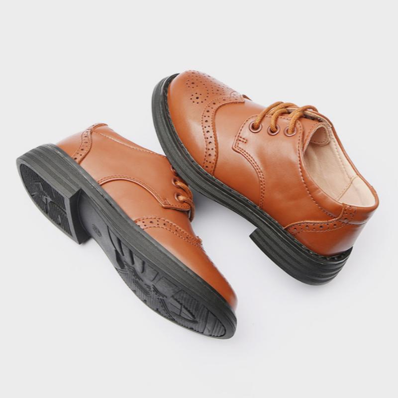 New Boys' Leather Shoes Comfortable Soft-soled Black British Performance Shoes