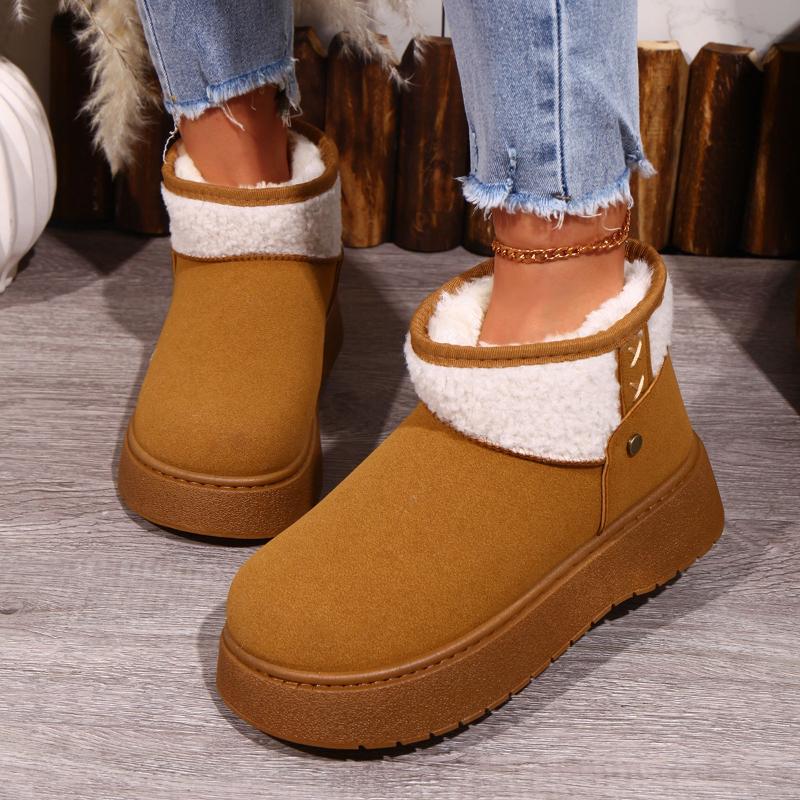Fashion Winter Women Shoes Short Barrel Snow Boots Outdoor Anti Slip Thick Cotton Shoes 2025 New Large Size Warm Thick Soled Snow Boots