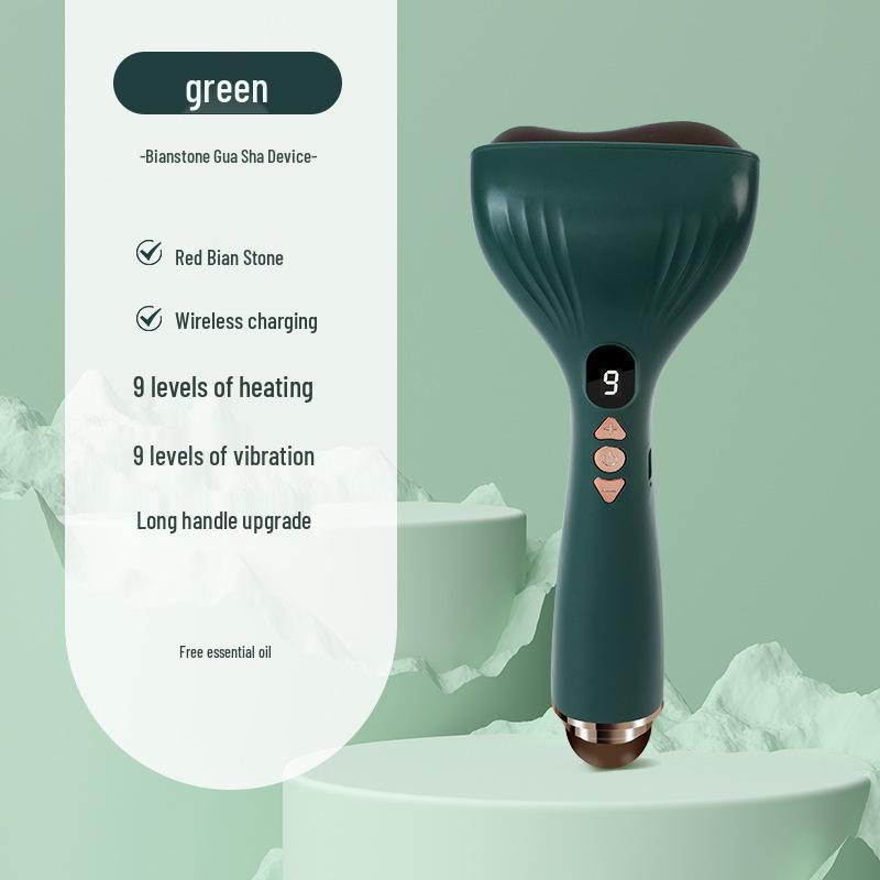 

Легкая портативная электрическая доска гуа ша с вибрацией и нагревом из камня Бянь для массажа 16 Country Manual зелёный