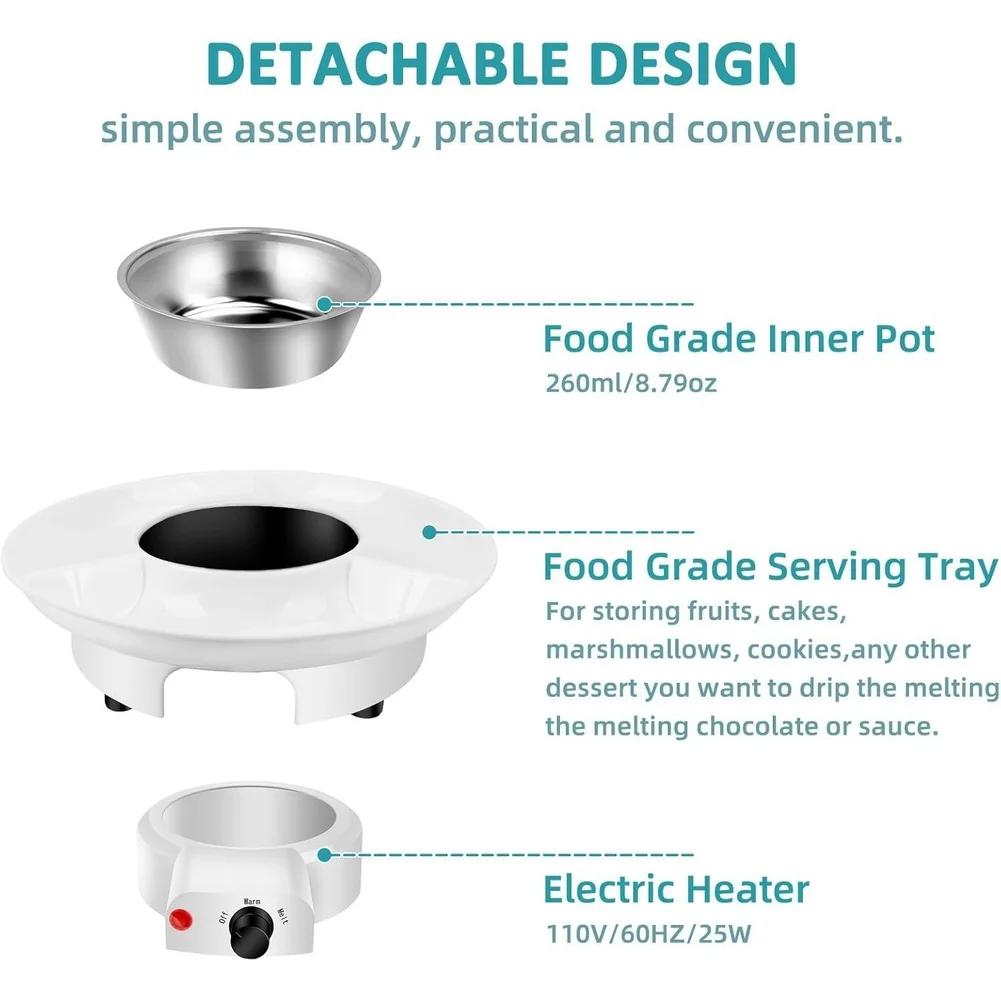 1 Set Chocolate Fondue Set 260ml Melting Pot Electric Chocolate Fondue Set 2 Heat Settings & Easy Clean Idea Kitchen Cook Tools