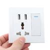 Dual USB Plug Power Socket 10A Wall AC DC Charger Switch Outlet Adapter Port Electrical Equipment Accessories Home 86x86mm