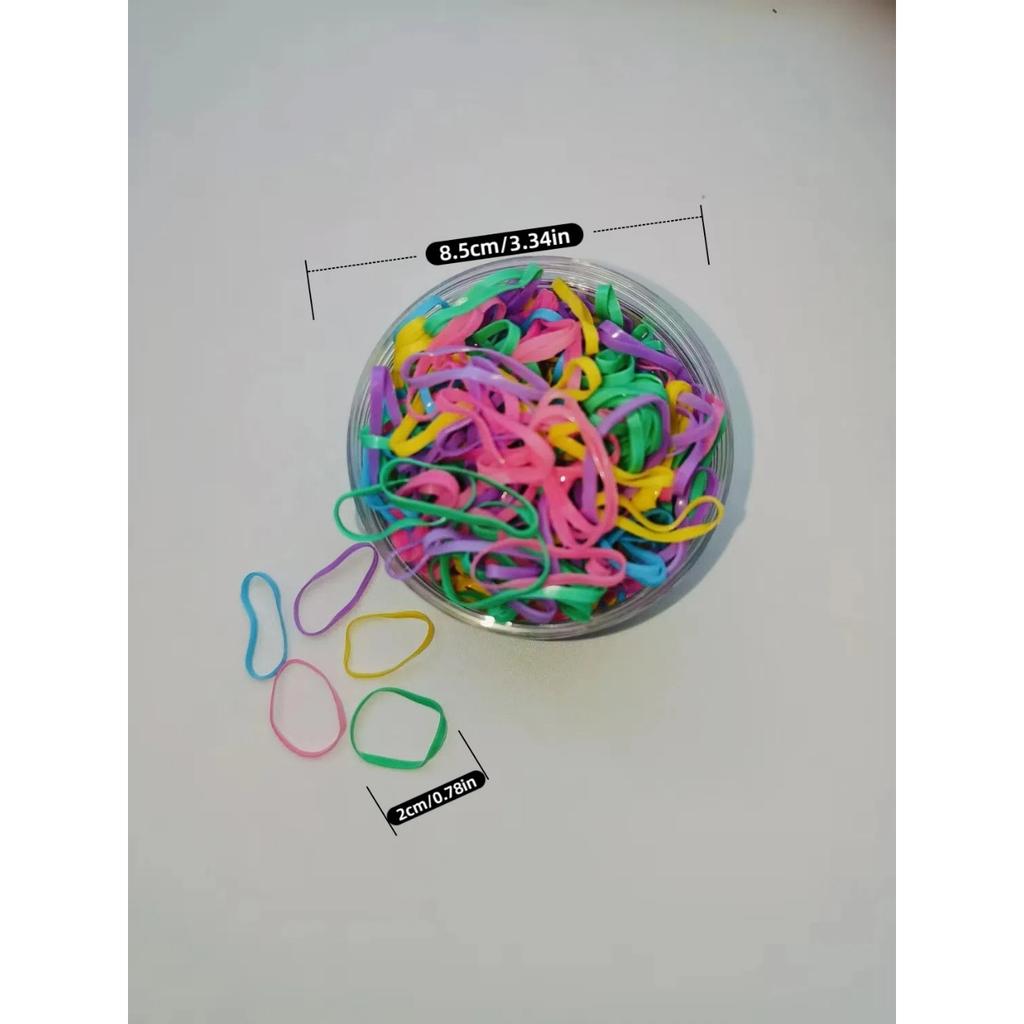 1000-piece Set of Multi-color Elastic Hair Ties, Simple and Elegant for Women's Daily Use. (Jar for Photography Only.)