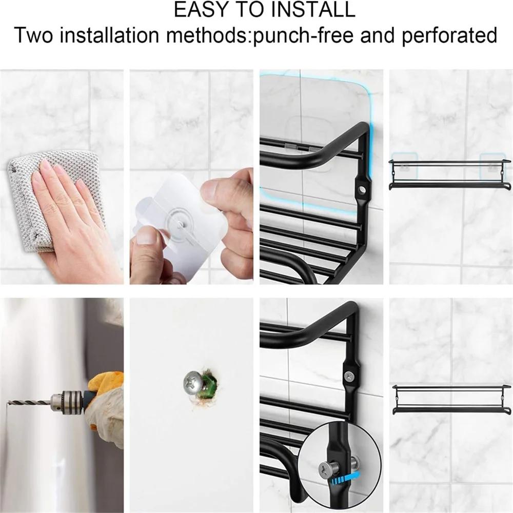 4 Pack Spice Rack Wall Mounted Stainless Steel Metal Hanging Racks For Seasoning Jar Kitchen Cupboard Home Organiser Pot Holders