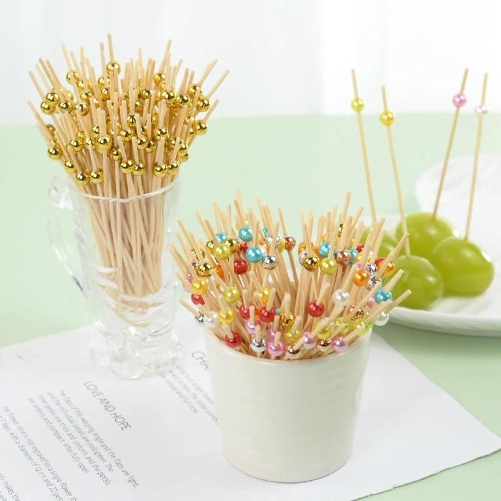 100pcs Versatile Bamboo Food Picks Disposable Dessert Sticks Toothpick Skewer  Cake Dessert