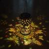 Decorative Garden Lights Solar Powered Outdoor Lanterns Waterproof Metal Floral Pattern Warm Glow Ambient Light for Patio Walkway Decor