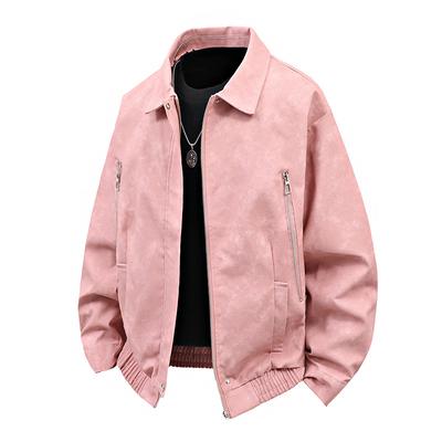 Autumn Men'S Retro Solid Color Jacket Hong Kong Style Men'S Casual Loose Lapel Leather Jacket