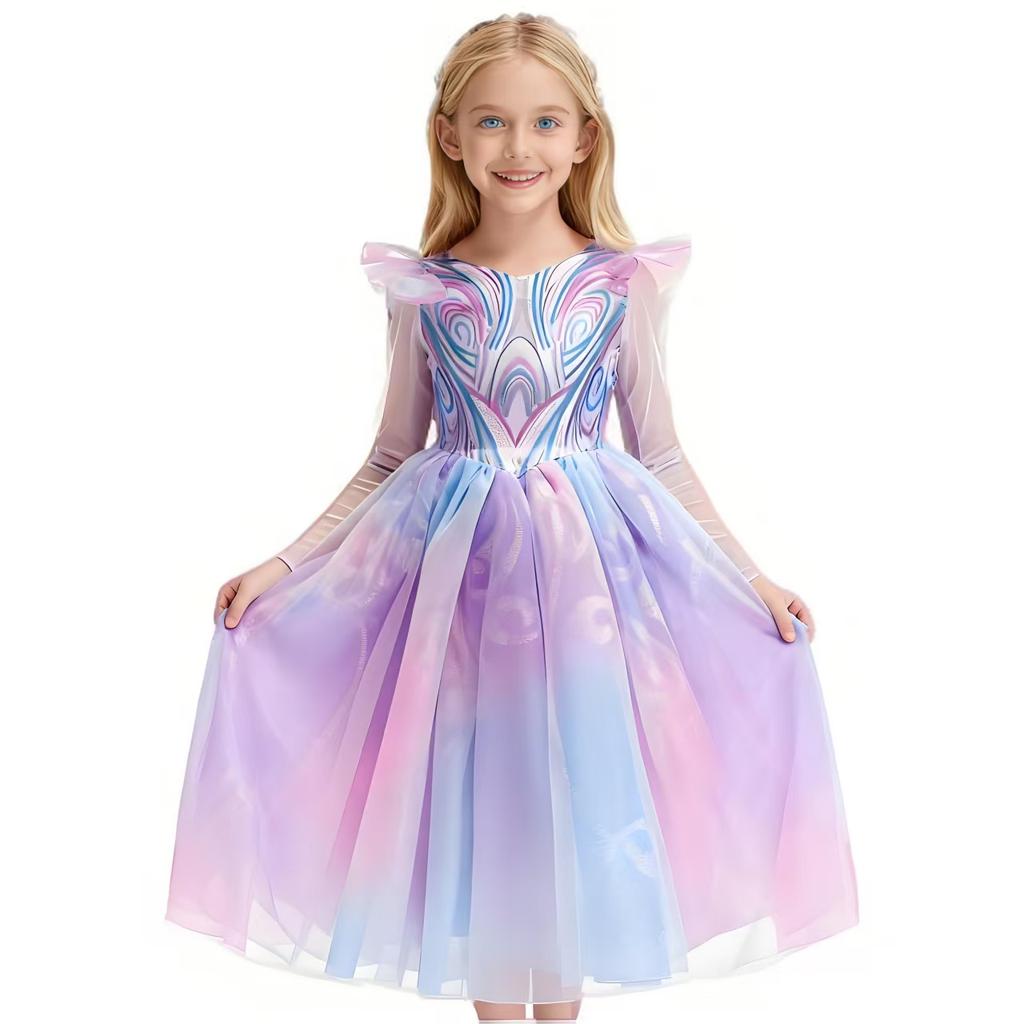 Disney Girls Cosplay Purple Witch Princess Glinda Cute Dress Accessories Birthday Party Performance Set