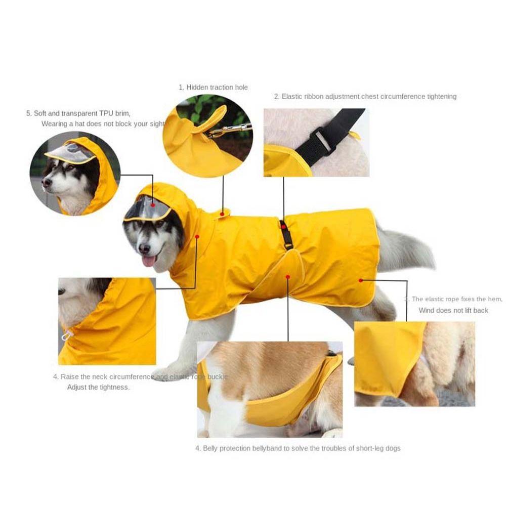 Outdoor PU Puppy Coat For Small Medium Large Dogs Hoody Dog Clothes Pet Supplies Dog Raincoat Pet Rain Jacket