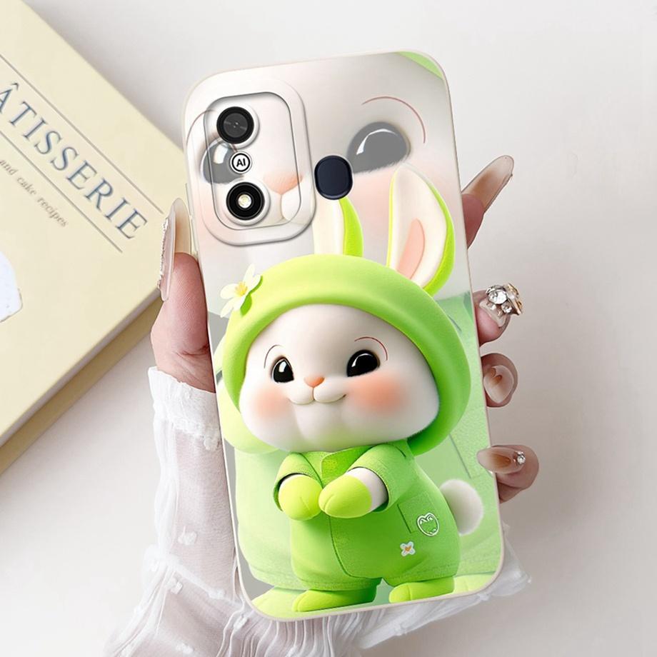 For Itel A27 A48 A25 A35 A48 A60 A60s A70 A04 Case Aesthetic Cartoon Panda Rabbit Pattern Camera Protection Matte Soft Cover