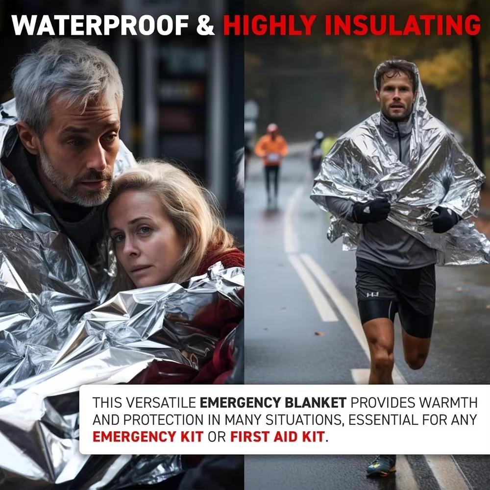 4pcs Emergency Mylar Thermal Blanket Foil Space Blanket Designed for NASA Body Warmer Outdoor First Aid Camping Hiking Travel