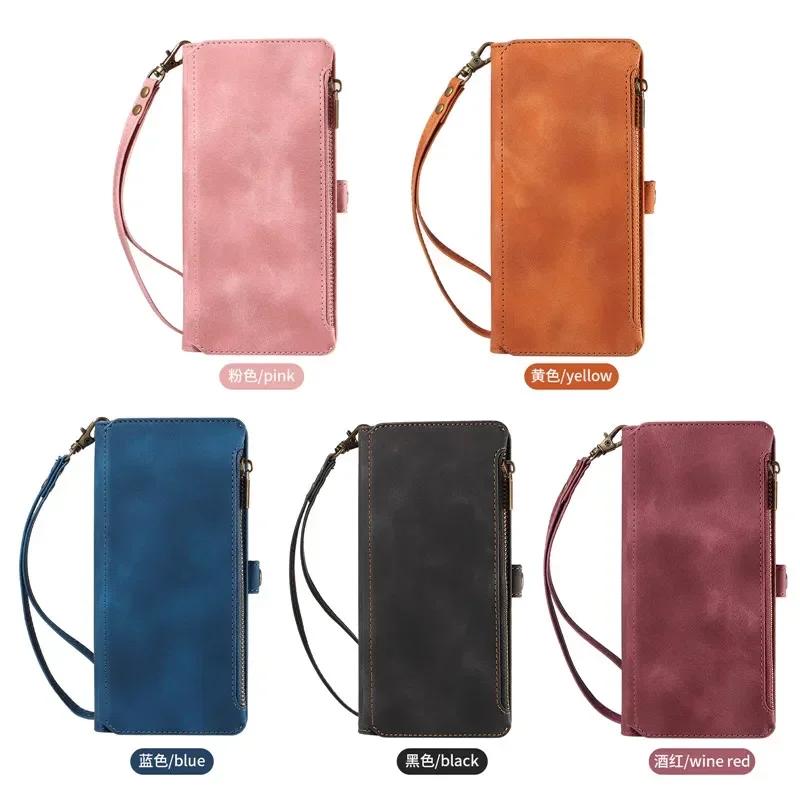 Flip Zipper Wallet Cards Solt Leather Case for Samsung Galaxy S25 Ultra S24 Plus S23 S22 A55 A15 A35 A34 A54 Phone Bags Cover