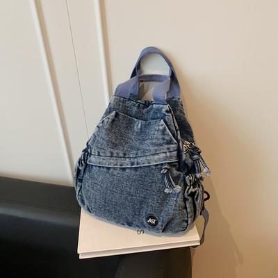 Large Capacity Travel Lightweight Backpack Multifunctional Crossbody Bag Denim Chest Bag